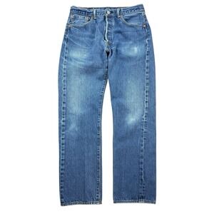 Levis 501 Jeans Men 34x34 (30x30) Blue Faded Wash Button Fly Straight Leg Denim